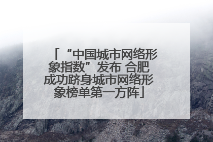 “中国城市网络形象指数”发布 合肥成功跻身城市网络形象榜单第一方阵