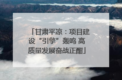 甘肃平凉：项目建设“引擎”轰鸣 高质量发展奋战正酣