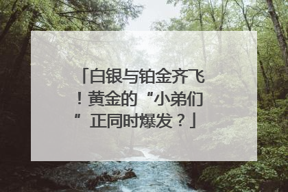 白银与铂金齐飞！黄金的“小弟们”正同时爆发？