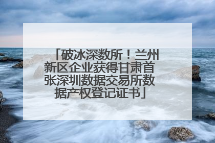 破冰深数所！兰州新区企业获得甘肃首张深圳数据交易所数据产权登记证书