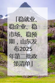 稳就业、稳企业、稳市场、稳预期，山东发布2025年第二批政策清单