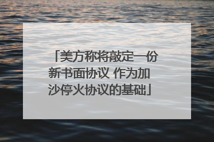 美方称将敲定一份新书面协议 作为加沙停火协议的基础