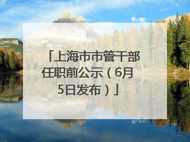 上海市市管干部任职前公示（6月5日发布）