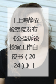 上海静安检察院发布《公益诉讼检察工作白皮书（2024）》