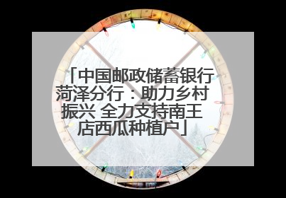中国邮政储蓄银行菏泽分行：助力乡村振兴 全力支持南王店西瓜种植户