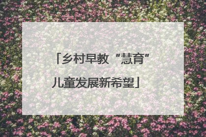 乡村早教“慧育”儿童发展新希望
