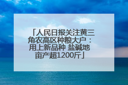 人民日报关注黄三角农高区种粮大户：用上新品种 盐碱地亩产超1200斤