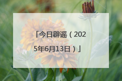 今日辟谣（2025年6月13日）