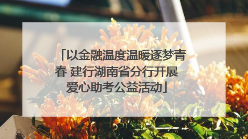 以金融温度温暖逐梦青春 建行湖南省分行开展爱心助考公益活动