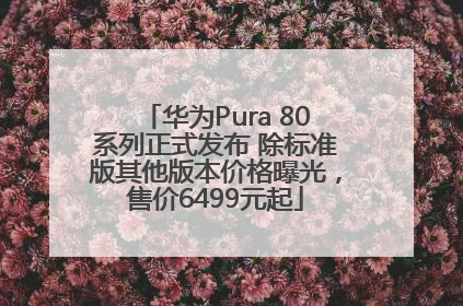 华为Pura 80系列正式发布 除标准版其他版本价格曝光，售价6499元起