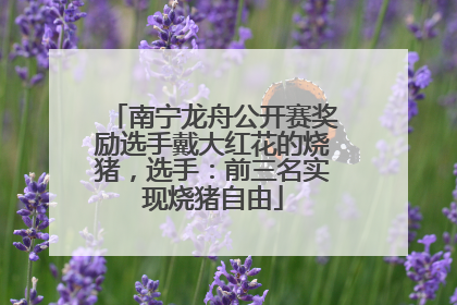 南宁龙舟公开赛奖励选手戴大红花的烧猪，选手：前三名实现烧猪自由