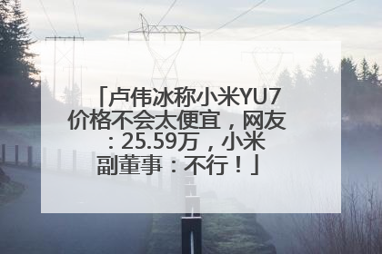 卢伟冰称小米YU7价格不会太便宜，网友：25.59万，小米副董事：不行！