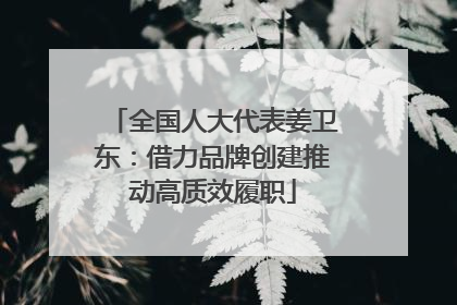 全国人大代表姜卫东：借力品牌创建推动高质效履职