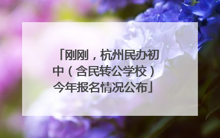 刚刚，杭州民办初中（含民转公学校）今年报名情况公布