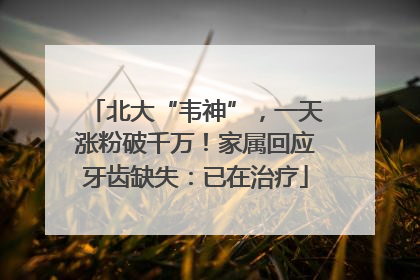 北大“韦神”，一天涨粉破千万！家属回应牙齿缺失：已在治疗