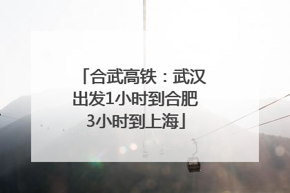 合武高铁：武汉出发1小时到合肥3小时到上海