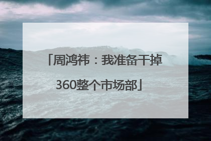 周鸿祎：我准备干掉360整个市场部