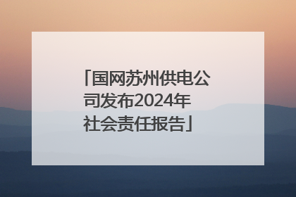 国网苏州供电公司发布2024年社会责任报告