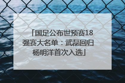 国足公布世预赛18强赛大名单：武磊回归 杨明洋首次入选