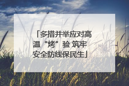 多措并举应对高温“烤”验 筑牢安全防线保民生