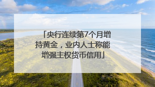 央行连续第7个月增持黄金，业内人士称能增强主权货币信用