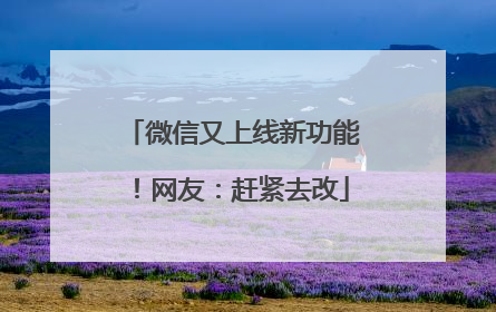 微信又上线新功能！网友：赶紧去改