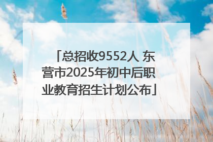 总招收9552人 东营市2025年初中后职业教育招生计划公布