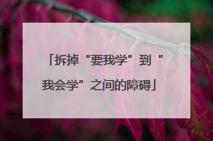 拆掉“要我学”到“我会学”之间的障碍