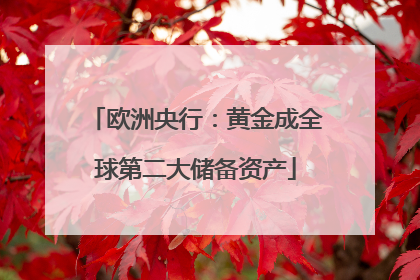 欧洲央行：黄金成全球第二大储备资产