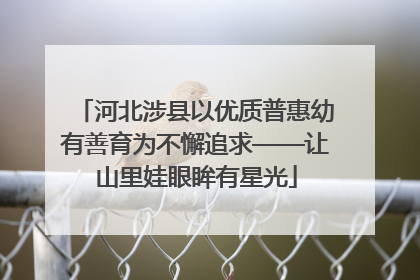 河北涉县以优质普惠幼有善育为不懈追求——让山里娃眼眸有星光