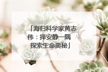 海归科学家黄志伟：择安静一隅 探索生命奥秘
