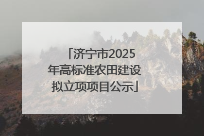 济宁市2025年高标准农田建设拟立项项目公示