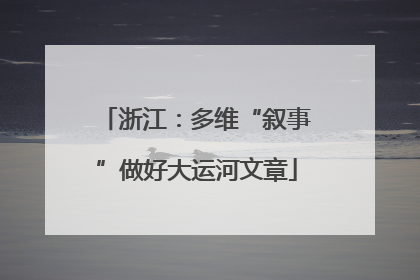 浙江：多维“叙事”做好大运河文章