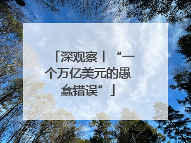 深观察丨“一个万亿美元的愚蠢错误”