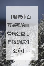 聊城市百万减残脑血管病公益项目资助标准公布