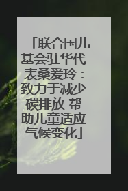 联合国儿基会驻华代表桑爱玲：致力于减少碳排放 帮助儿童适应气候变化