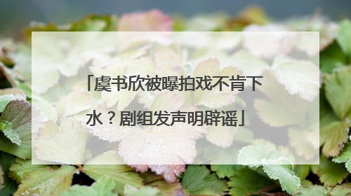 虞书欣被曝拍戏不肯下水？剧组发声明辟谣