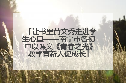 让书里黄文秀走进学生心里——南宁市各初中以课文《青春之光》教学育新人促成长