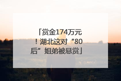 赏金174万元！湖北这对“80后”姐弟被悬赏