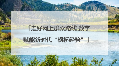 走好网上群众路线 数字赋能新时代“枫桥经验”