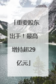重要股东出手！最高增持超29亿元