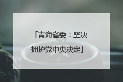 青海省委：坚决拥护党中央决定