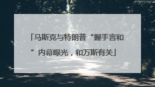 马斯克与特朗普“握手言和”内幕曝光，和万斯有关