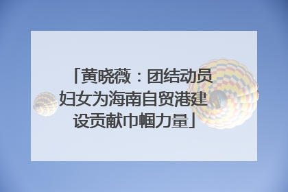 黄晓薇：团结动员妇女为海南自贸港建设贡献巾帼力量