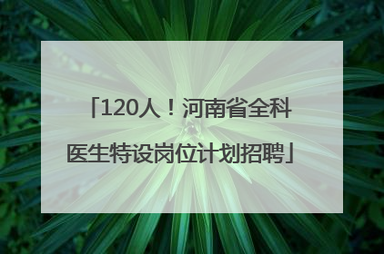 120人！河南省全科医生特设岗位计划招聘